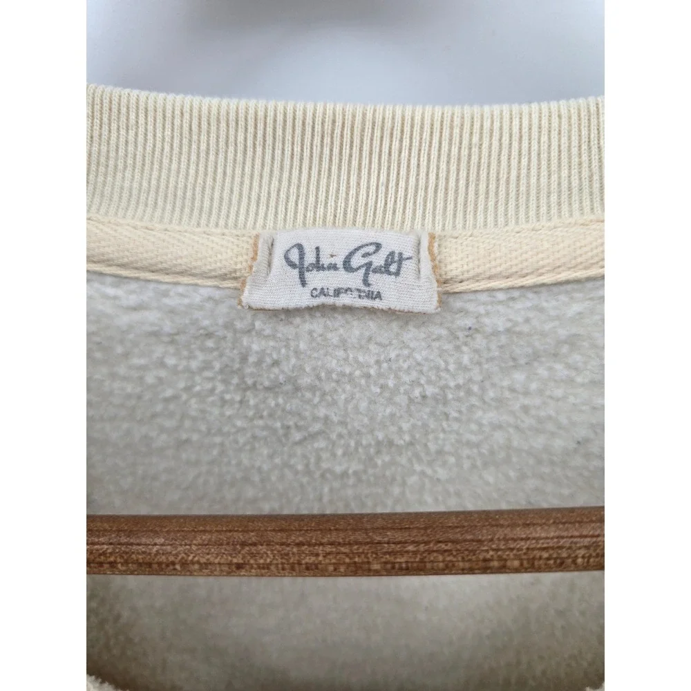 John Galt Sweatshirt Womens One Size Beige New York Graphic Oversized Crewneck